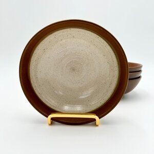 Denby England Stoneware Bowls Tan & Brown SET OF 4 Minimalist MCM Vintage